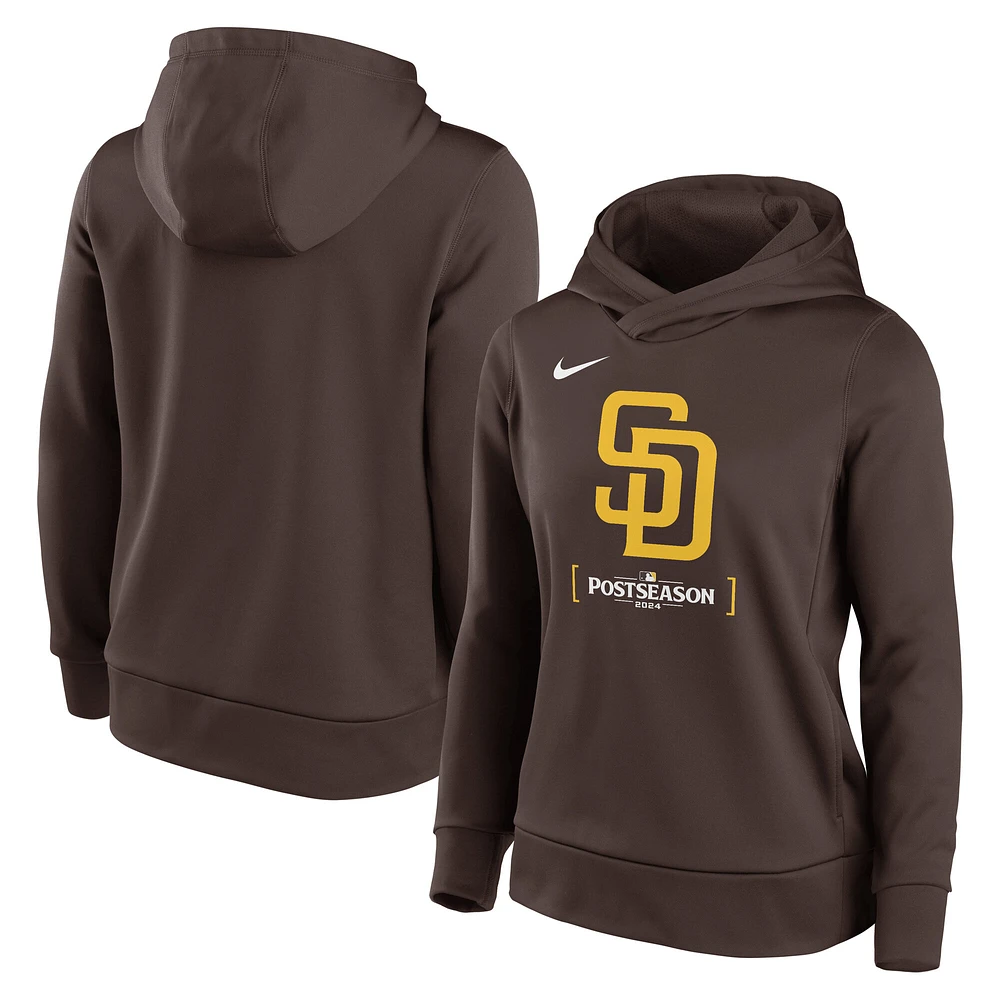 Women's Nike Brown San Diego Padres 2024 MLB Postseason Authentic Collection Therma Pullover Hoodie