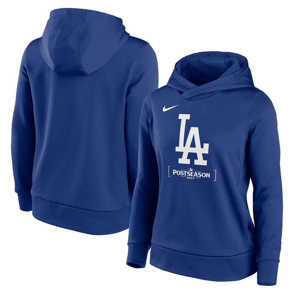 Women's Nike  Royal Los Angeles Dodgers 2024 MLB Postseason Authentic Collection Therma Pullover Hoodie