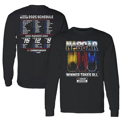 Men's Checkered Flag Sports Black 2025 NASCAR Cup Series Schedule Long Sleeve T-Shirt