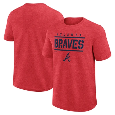 Men's Fanatics Heather Red Atlanta Braves Top Notch T-Shirt
