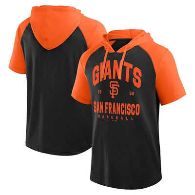 Men's Fanatics  Black San Francisco Giants Prime Raglan Short Sleeve Hoodie T-Shirt