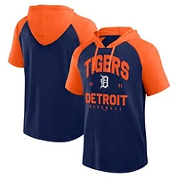 Men's Fanatics  Navy Detroit Tigers Prime Raglan Short Sleeve Hoodie T-Shirt