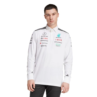 Men's adidas  White Mercedes-AMG Petronas F1 Team Wear Long Sleeve Polo