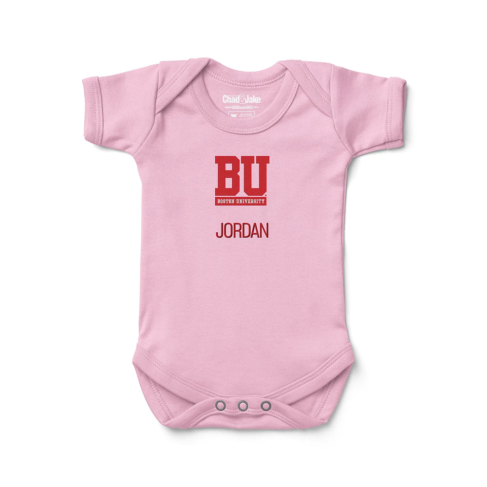 Newborn & Infant Chad Jake Pink Boston University Personalized Team Logo Bodysuit