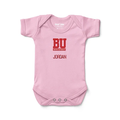 Newborn & Infant Chad Jake  Pink Boston University Personalized Team Logo Bodysuit