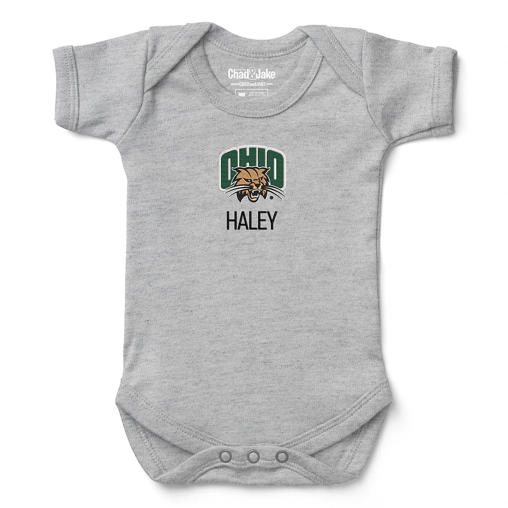 Newborn & Infant Chad Jake Gray Ohio Bobcats Personalized Team Logo Bodysuit