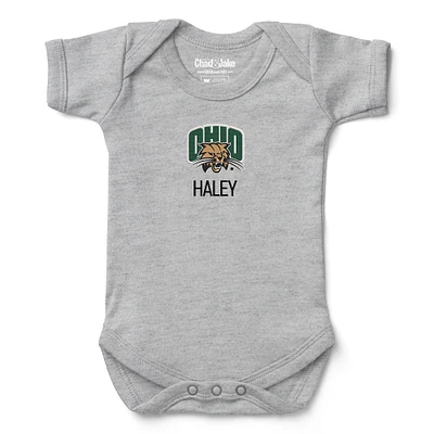 Newborn & Infant Chad Jake  Gray Ohio Bobcats Personalized Team Logo Bodysuit