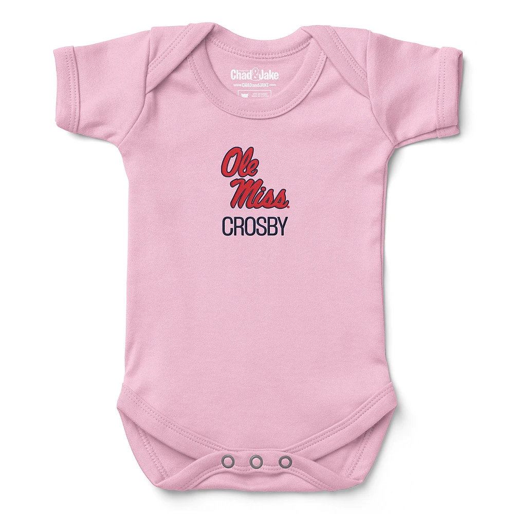 Newborn & Infant Chad Jake Pink Ole Miss Rebels Personalized Team Logo Bodysuit
