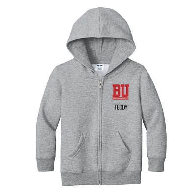 Toddler Chad & Jake  Gray Boston University Personalized Full-Zip Hoodie