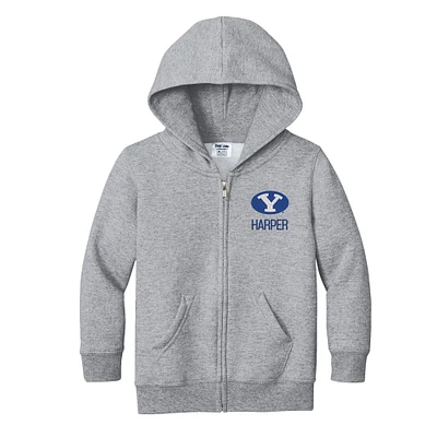 Toddler Chad & Jake  Gray BYU Cougars Personalized Full-Zip Hoodie