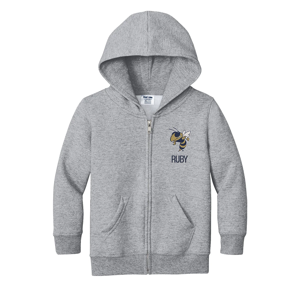 Toddler Chad & Jake Gray Georgia Tech Yellow Jackets Personalized Full-Zip Hoodie