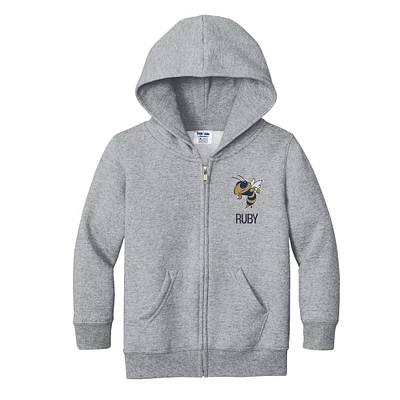 Toddler Chad & Jake  Gray Georgia Tech Yellow Jackets Personalized Full-Zip Hoodie