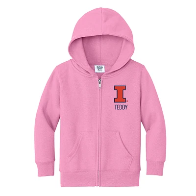 Toddler Chad & Jake  Pink Illinois Fighting Illini Personalized Full-Zip Hoodie