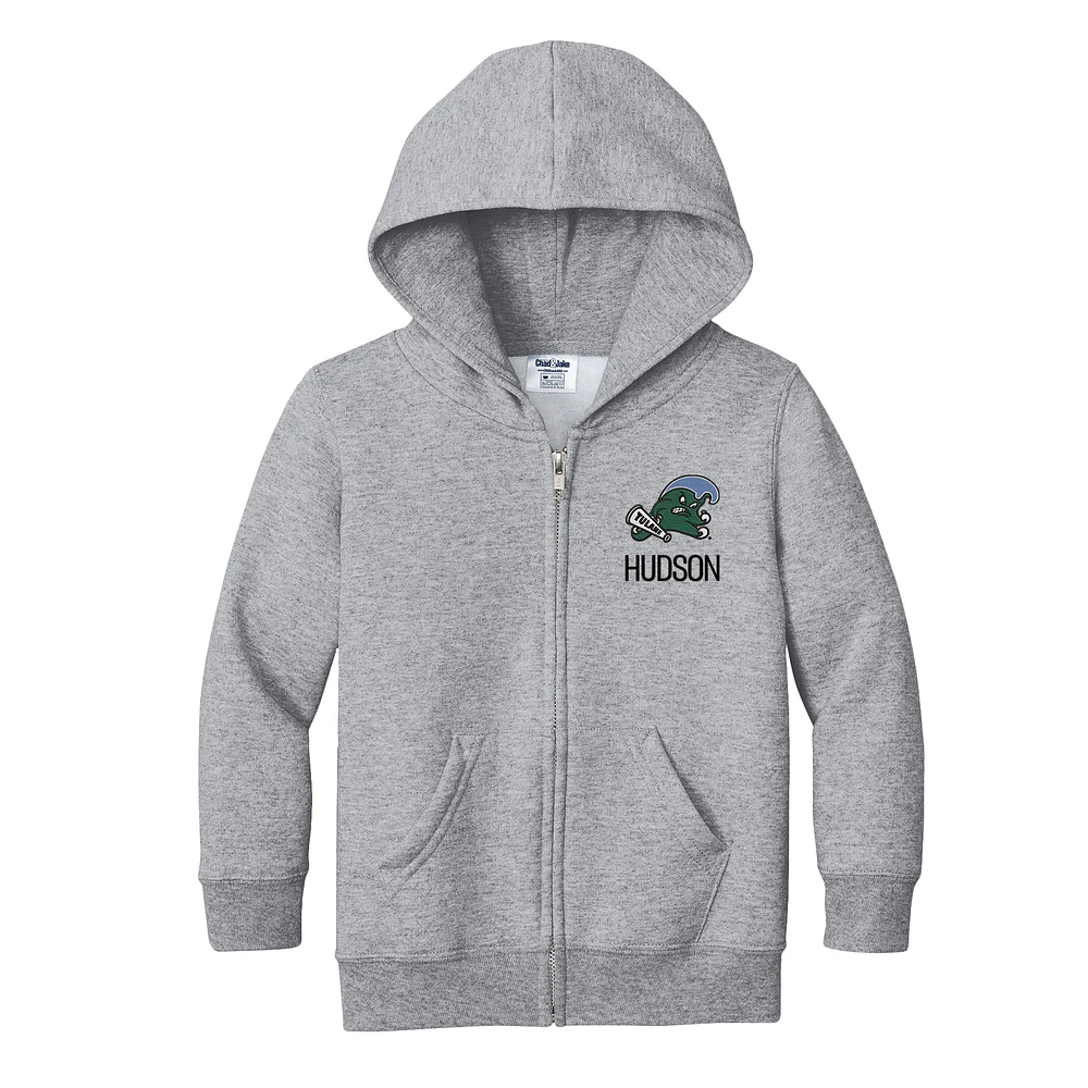 Toddler Chad & Jake  Gray Tulane Green Wave Personalized Full-Zip Hoodie