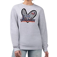 Women's G-III 4Her by Carl Banks Heather Gray New York Islanders Animal Print Heart Fleece Pullover Sweatshirt
