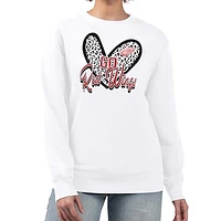 Women's G-III 4Her by Carl Banks White Detroit Red Wings Animal Print Heart Fleece Pullover Sweatshirt