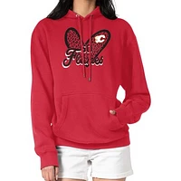 Women's G-III 4Her by Carl Banks Red Calgary Flames Animal Print Heart Fleece Pullover Hoodie