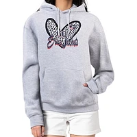 Women's G-III 4Her by Carl Banks Heather Gray Columbus Blue Jackets Animal Print Heart Fleece Pullover Hoodie