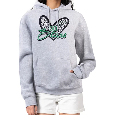 Women's G-III 4Her by Carl Banks Heather Gray Dallas Stars Animal Print Heart Fleece Pullover Hoodie