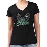Women's G-III 4Her by Carl Banks Black Dallas Stars Animal Print Heart Fitted V-Neck T-Shirt