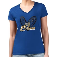 Women's G-III 4Her by Carl Banks St. Louis Blues Animal Print Heart Fitted V-Neck T-Shirt