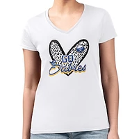 Women's G-III 4Her by Carl Banks White Buffalo Sabres Animal Print Heart Fitted V-Neck T-Shirt