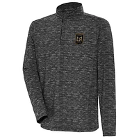 Men's Antigua Heather Black LAFC Determined Quarter-Zip Jacket