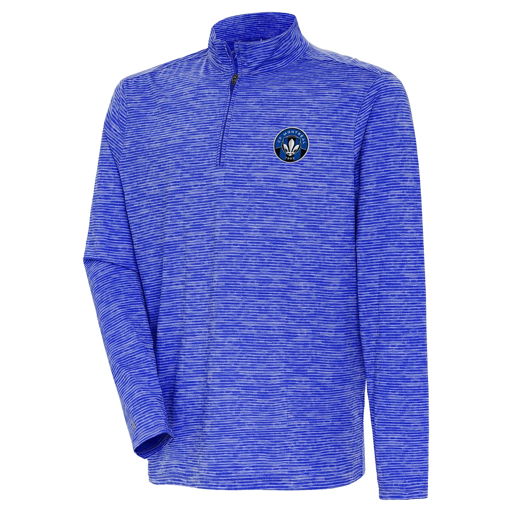 Men's Antigua Heather Blue CF Montreal Determined Quarter-Zip Jacket