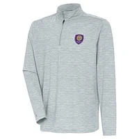 Men's Antigua Heather Gray Orlando City SC Determined Quarter-Zip Jacket