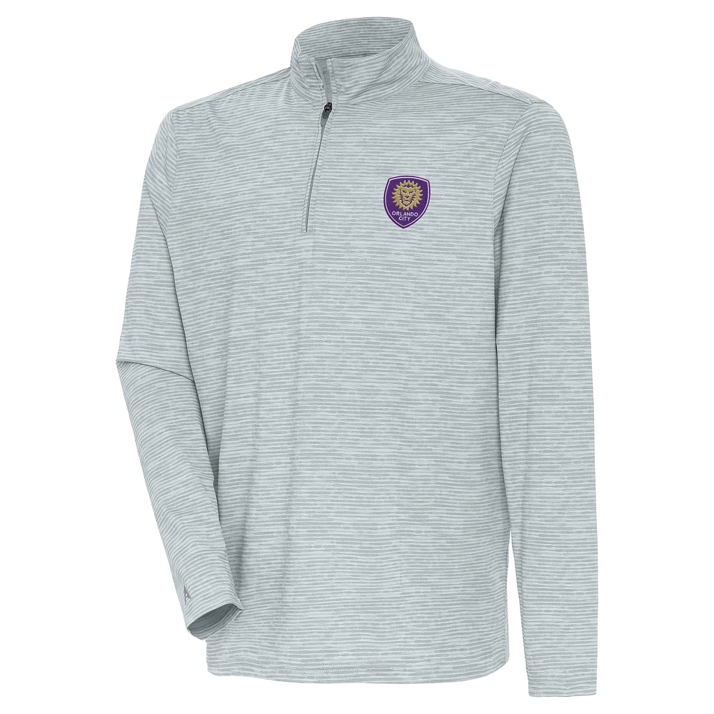 Men's Antigua Heather Gray Orlando City SC Determined Quarter-Zip Jacket