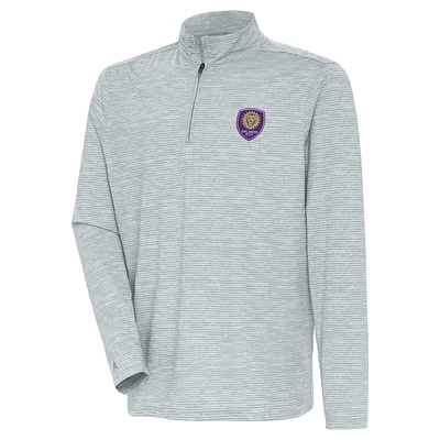 Men's Antigua Heather Gray Orlando City SC Determined Quarter-Zip Jacket