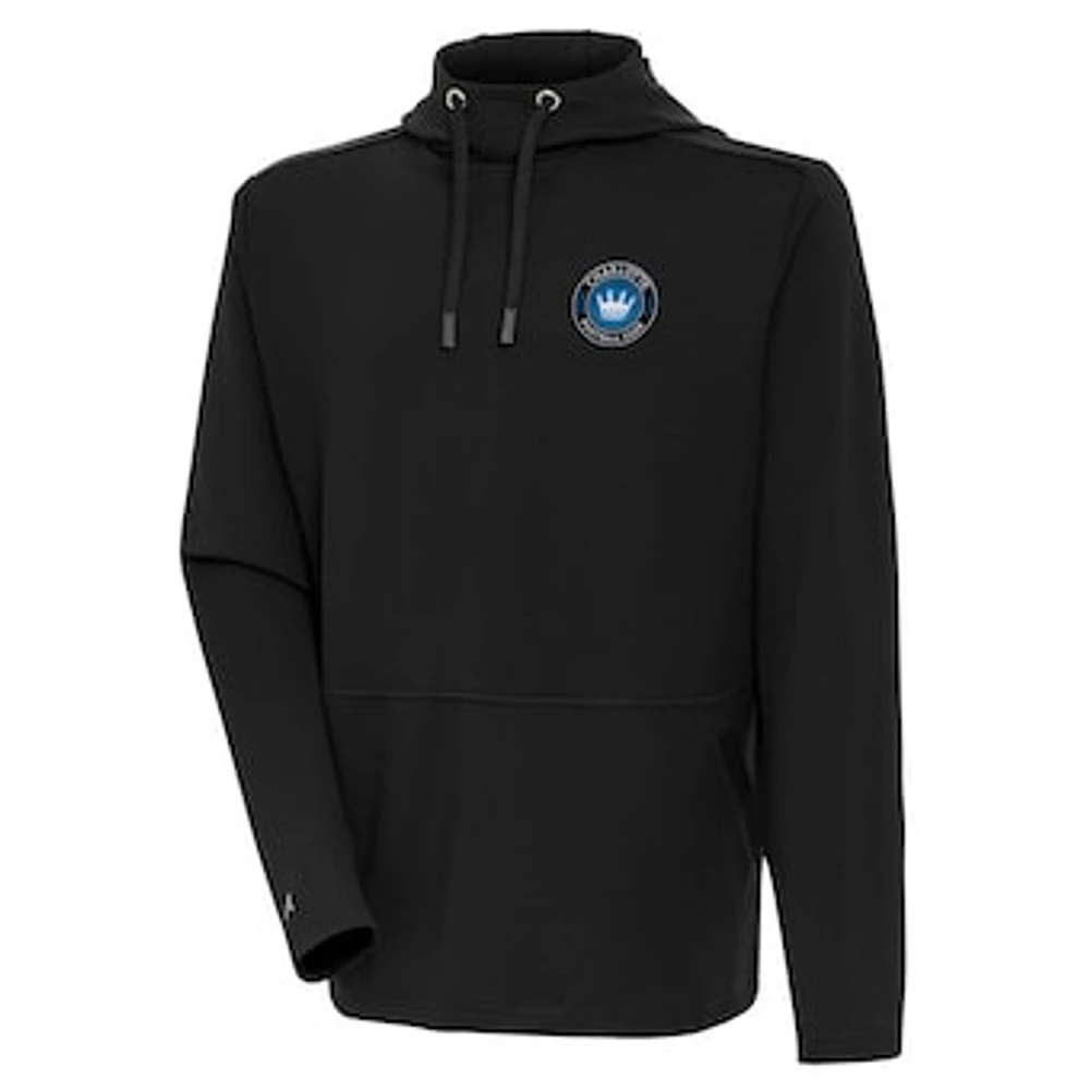Men's Antigua Black Charlotte FC Pure Honeycomb Pullover Hoodie