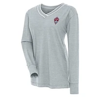 Women's Antigua Heather Gray Colorado Rapids Symbolic V-Neck Long Sleeve T-Shirt