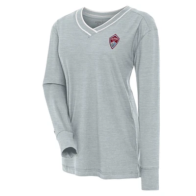 Women's Antigua Heather Gray Colorado Rapids Symbolic V-Neck Long Sleeve T-Shirt
