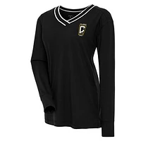 Women's Antigua Black Columbus Crew Symbolic V-Neck Long Sleeve T-Shirt