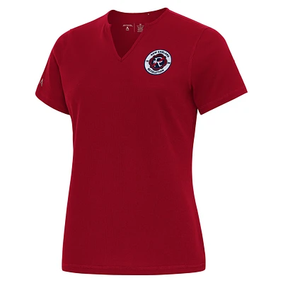 Women's Antigua Red New England Revolution Traveler Notch Neck T-Shirt