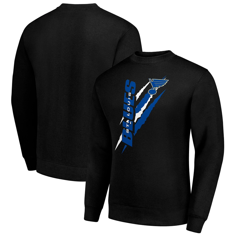Men's Starter Black St. Louis Blues Color Scratch Pullover Sweatshirt