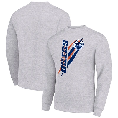 Men's Starter Heather Gray Edmonton Oilers  Color Scratch Pullover Sweatshirt