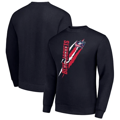Men's Starter Navy Columbus Blue Jackets  Color Scratch Pullover Sweatshirt
