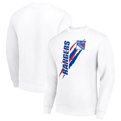 Men's Starter White New York Rangers  Color Scratch Pullover Sweatshirt