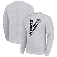 Men's Starter Heather Gray Los Angeles Kings  Color Scratch Pullover Sweatshirt