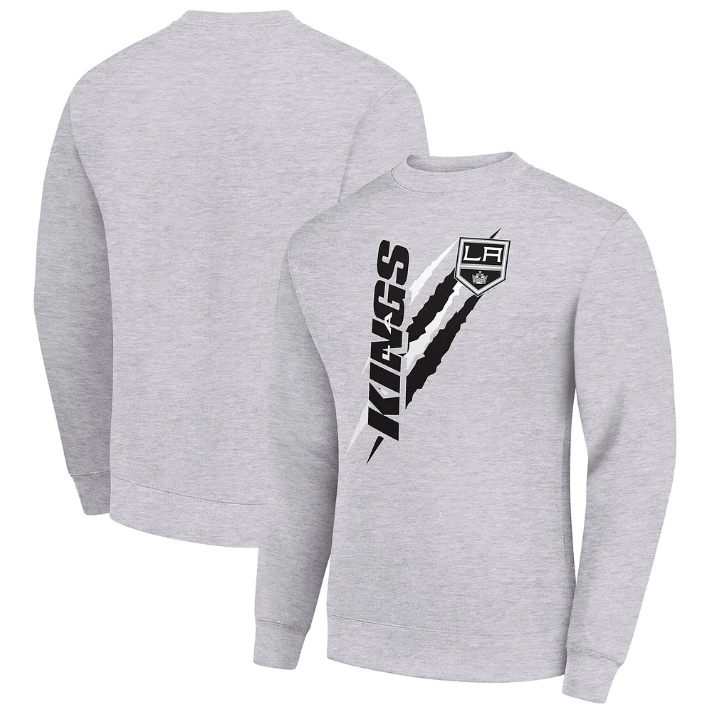 Men's Starter Heather Gray Los Angeles Kings Color Scratch Pullover Sweatshirt
