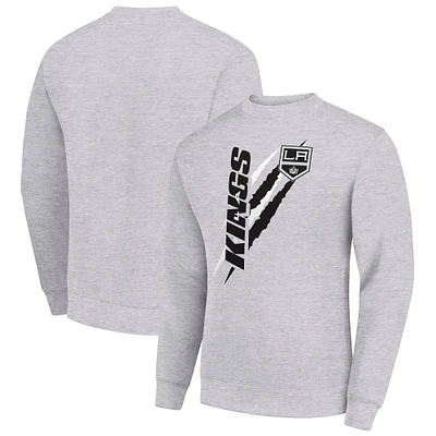 Men's Starter Heather Gray Los Angeles Kings  Color Scratch Pullover Sweatshirt