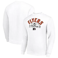 Men's Starter White Philadelphia Flyers Stick And Puck Logo Fleece Pullover Sweatshirt
