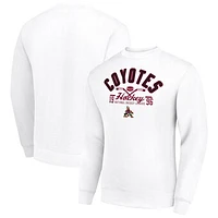 Men's Starter White Arizona Coyotes Stick And Puck Logo Fleece Pullover Sweatshirt
