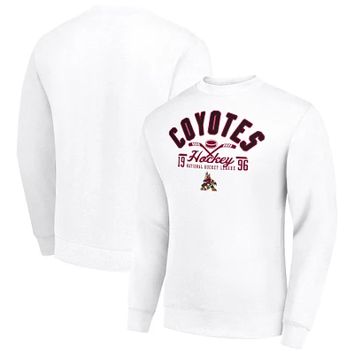 Men's Starter White Arizona Coyotes Stick And Puck Logo Fleece Pullover Sweatshirt