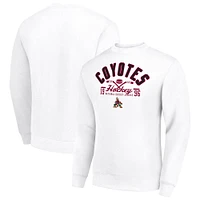 Men's Starter White Arizona Coyotes Stick And Puck Logo Fleece Pullover Sweatshirt