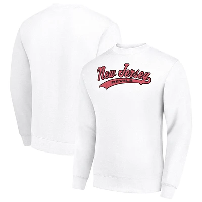 Men's Starter  White New Jersey Devils Tailsweep City Pullover Sweatshirt
