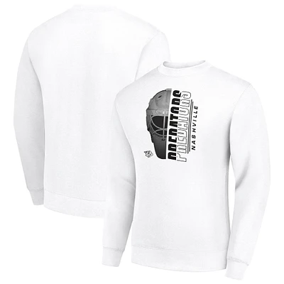 Men's Starter  White Nashville Predators Half Helmet Team Logo Pullover Sweatshirt