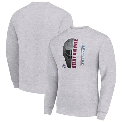 Men's Starter  Heather Gray Colorado Avalanche Half Helmet Team Logo Pullover Sweatshirt